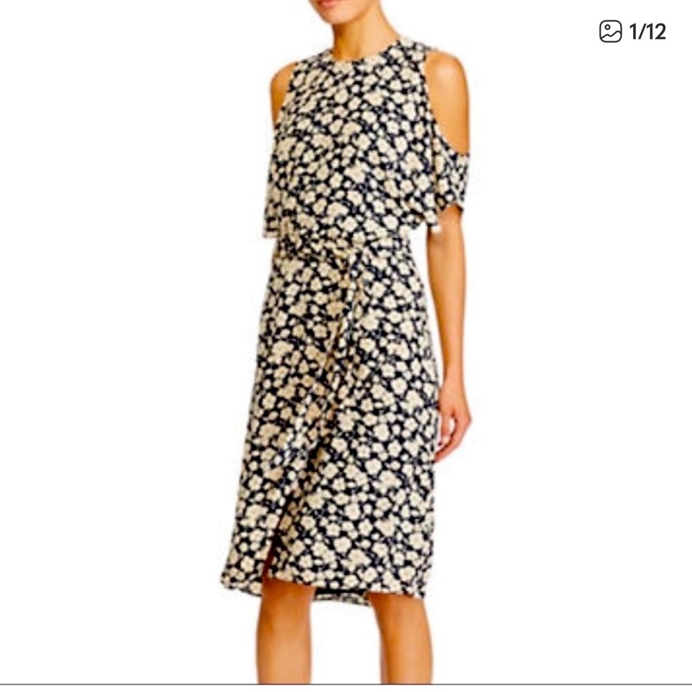 Ralph Lauren Black and Cream Floral Maxi Cold Shoulder Dress 👗
